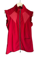 SwingDish Golf Vest Small Red Fleece Lined Ruffle Sleeve Full Zip USA Made NWOT Photo 0