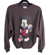 Disney Women's XS Brown Sweatshirt Mickey Mouse Ski Club Graphic Pullover Photo 0