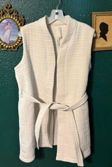 Lululemon Vest Women's 10 White Ivory Serene Travels Belt Textured Oversized Fit Photo 0