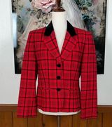 Awesome Vintage 1980s Velvet Trim Pendleton Plaid Wool Blazer! Photo 0