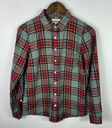 J. Crew Plaid‎ Flannel Button Down Boy Fit 4 Grey Red Tartan Holiday Preppy Photo 0