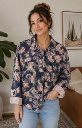 Vintage Jean Jacket Paisley denim Floral Tapestry cottagecore teacher granny Photo 0