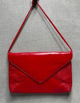 Vintage‎ Red Faux Leather Envelope Clutch Shoulder Bag Y2K Retro Red Purse Photo 0