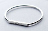 Boutique NEW Women's Dainty‎ White Gold-Plated S925 LOVE Bar Band Ring Size 7 Photo 0