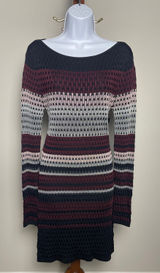 White House Black Market Black Striped Sweater Dress Long Sleeve Size M Photo 0