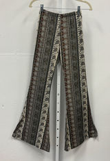 Windsor Elephant Paisley Print Flare Leg Boho Pants Brown Black Small EP7647 Photo 0