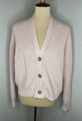 Quince Sweater Cardigan Womens M Pink 100% Organic Cotton V Neck Chunky Knit Photo 0
