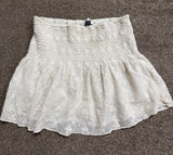 American Eagle white mini tube top babydoll with small floral embroidery, size S Photo 0