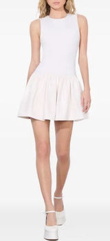 Alice + Olivia Ella Faux Leather Drop Waist Mini Dress White Size 8 NWT Photo 0
