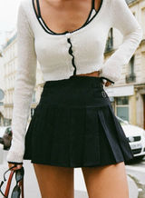 Princess Polly Cartwright Mini‎ Skirt Black Pleated Buckle Y2K Preppy XS US 4 Photo 0