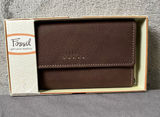 Vintage Fossil Brown Genuine Leather Trifold Checkbook Wallet 90s Indie Boho New Photo 0