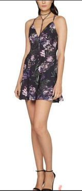 Fame and Partners Dress Floral Strappy Fit & Flare Strappy Purple Black Green Photo 0
