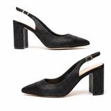 Jewel Badgley‎ Mischka Womens Black Crystal Embellished Slingback Block Heels 6 Photo 0