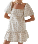 Anthropologie Maeve Smocked Tunic Floral‎ Embroidered Mini Dress Ivory Size XXS Photo 0