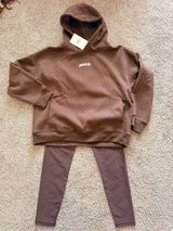Wilo The Label Brown Hoodie & Ribbed Leggings Medium Relaxed Fit Lounge Set NWT Photo 0