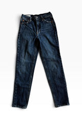 Gap Mom Jean High Rise Size 24/00R Dark Wash Blue Distressed Vintage Style Photo 0