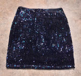 Molly Bracken Womens Small Black Purple Shimmery Sequins Mini Clubwear Skirt Photo 0