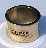 βοΈπ Vintage Y2K 2000s Guess Size 7.5 Gold Tone Engraved Cigar Band Ring πβοΈ Photo 0