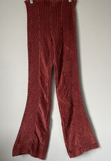 Free People Velvet Boho Ribbed High Rise Flare Pants Burgundy Red Size XS Photo 0