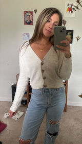 Two-Tone Cropped Cardigan Photo 0