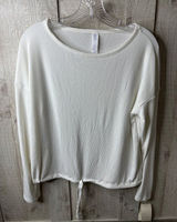 Stars Above Womens Ribbed Long Sleeve Pajama Lounge Top Soft White Size Small Photo 0