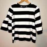 Lauren Ralph Lauren Bell Ruffle Sleeve Striped Top 100% Cotton Size S Photo 0
