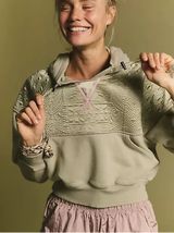 NWT Rare Free People Diamond Mind Pullover Hoodie Sweatshirt, Sz L Photo 0