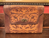 Vintage Clifton's Hand Tooled Leather Handbag Purse Brown Western Satchel Bag Photo 0