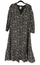 The Nines by Hatch Womens Green Floral Long Sleeve Tiered Maxi Dress Small‎ Photo 0