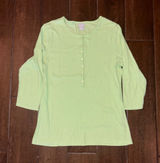 Chico's Henley Top Size L Green Ribbed Pima‎ Cotton 3/4 Sleeve Casual Classic Photo 0