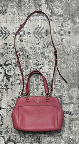 Coach Mini Brooke Carryall Satchel Pink Glitter Crossgrain Leather Gold Photo 0