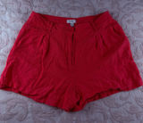 On 34th Women's Red Linen Blend Pleated High Rise Shorts Size 14 Photo 0