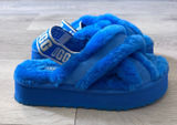 UGG Disco Cross Slide Royal Blue Sheepskin Platform Slingback Slide Sandals 9 Photo 0