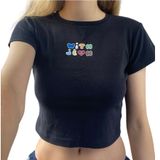 With Jean Y2K Graphic Baby Tee Crop Tshirt Medium Black Streetwear 90s Retro Photo 0
