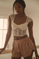 Anthropologie LyreBird Lace Corset Pullover Top Photo 0