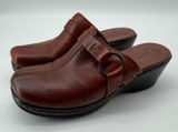 b.o.c. Born Concept Leather Clogs 7 Brown Wedge Mules Earthy‎ Granola Lagenlook Photo 0