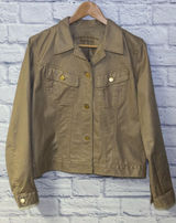 Lauren Jeans Co Ralph Lauren Women's Demin Gold Metallic Button Up Jacket Sz L Photo 0