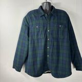 LL Bean Sherpa Lined Plaid Flannel Shacket Blue Green Shirt Men’s SZ XL Fleece Photo 0