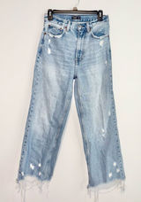 Abercrombie & Fitch Distressed Cropped distressed‎ raw hem mom jeans light 26 Photo 0