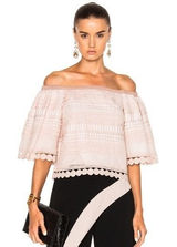 Revolve ALEXIS Finn Lace Off Shoulder Top Blouse Blush Pink Silk Lacey‎ X-Small Photo 0