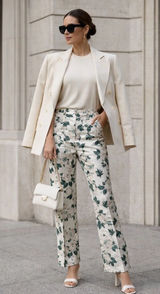Anthropologie En Saison Floral Jacquard straight Trousers Sz S Women’s Pants NWT Photo 0
