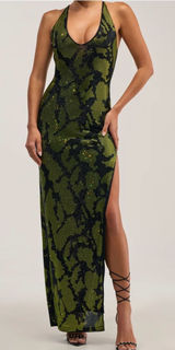 AKIRA Snakeskin Print sparkle gem luxury evening gown skit dress Medium Photo 0