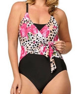 NWT Size 8 Women's‎ One Piece Animal Print & Floral Swimsuit by Noon Swim Photo 0