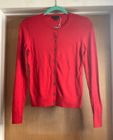 Ann Taylor Bright Red Diamond Button-Front Cardigan Size-X-Small Classic Preppy Photo 0