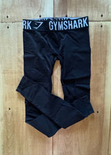 Gymshark Flex Seamless Leggings Black‎ Gray Logo Waistband Mid Rise Womens Small Photo 0