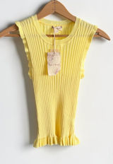 Hem &‎ Thread Womens Yellow Ribbed Ruffle Knit Tank Top Sleeveless Crew Neck M Photo 0
