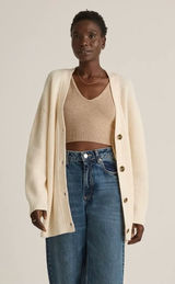 Quince Mongolian Cashmere Oversized Boyfriend Cardigan Sz Med Cream Sweater Photo 0