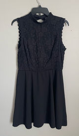 Lila Rose Sleeveless Black Lace Mock Neck Mini Dress Sz L Photo 0
