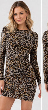 Francesca's June & Ivy Tammy Ruched Leopard Luxe Mini Dress Medium Night‎ Out Photo 0