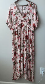 Suzanne Betro floral short sleeve maxi dress plus size 1X Photo 0